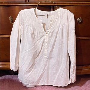 J. Crew White Blouse with Pleated Design